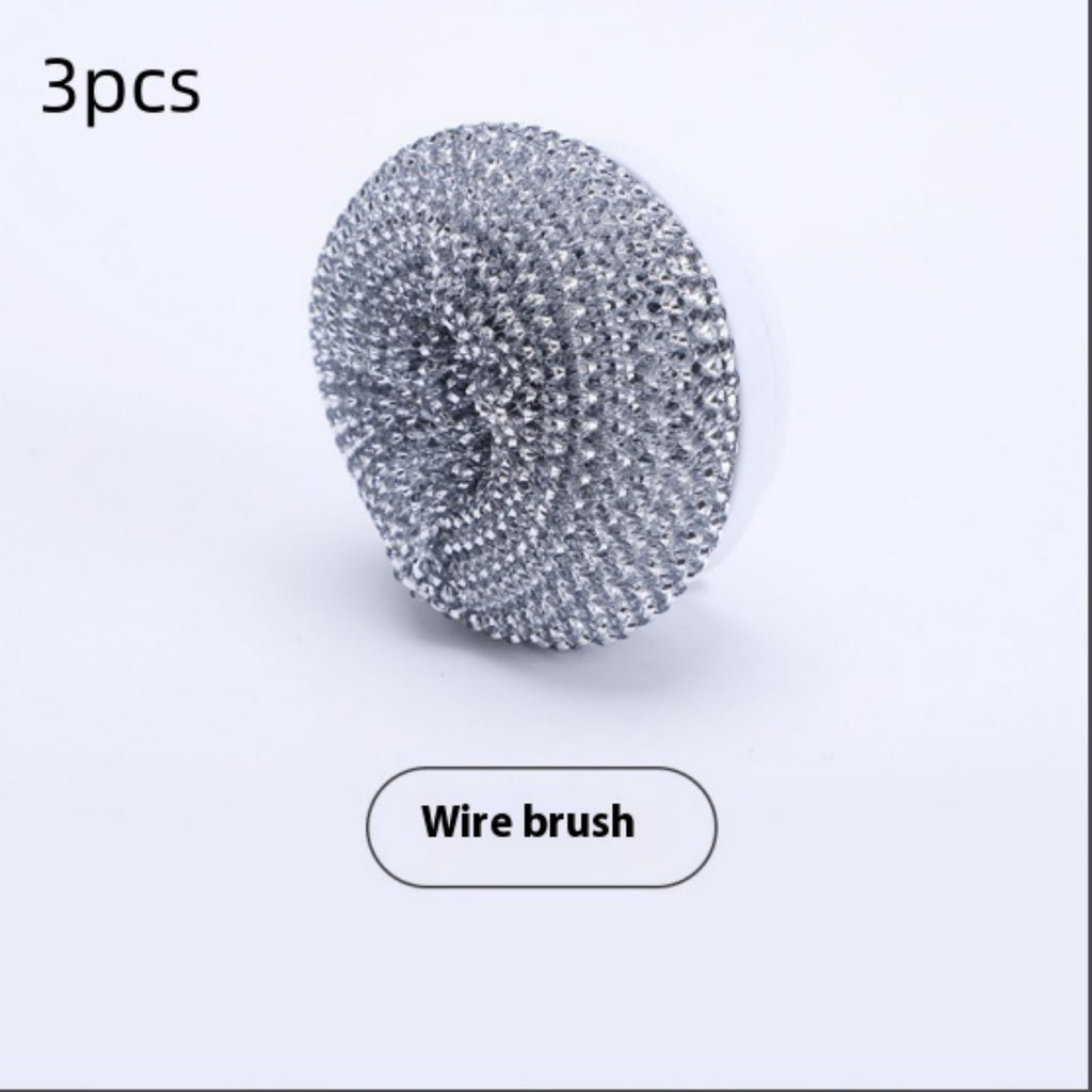 Wire ball brush heads for electric spin scrubber, 3-pack