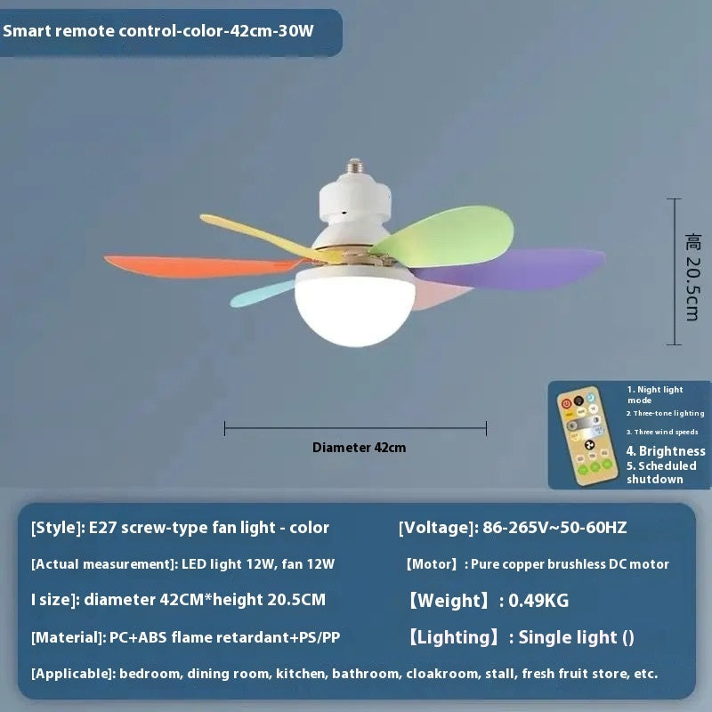 Ceiling fan light glowing in different color modes