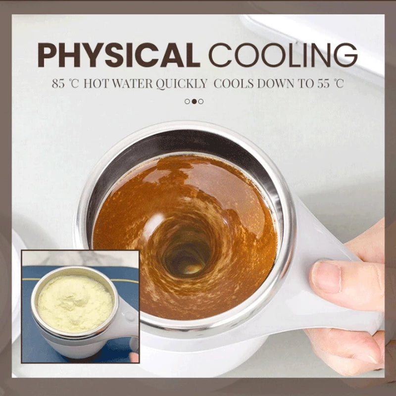 Stirring cup automatically mixing coffee