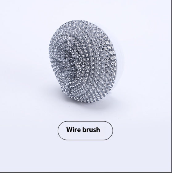Wire ball brush head for electric spin scrubber